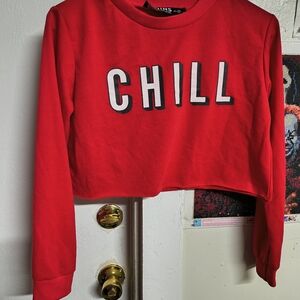 YOINS Bold Red Graphic Sweatshirt